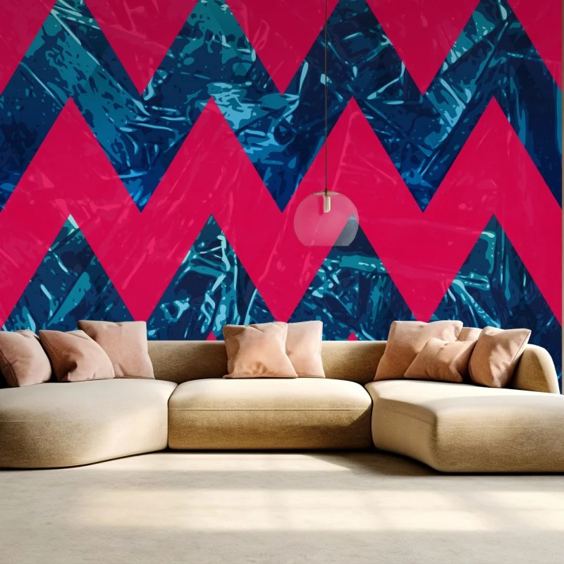 Wall mural bold pink zigzag chevron pattern