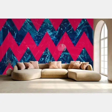Wall mural bold pink zigzag chevron pattern • Wallissimo®