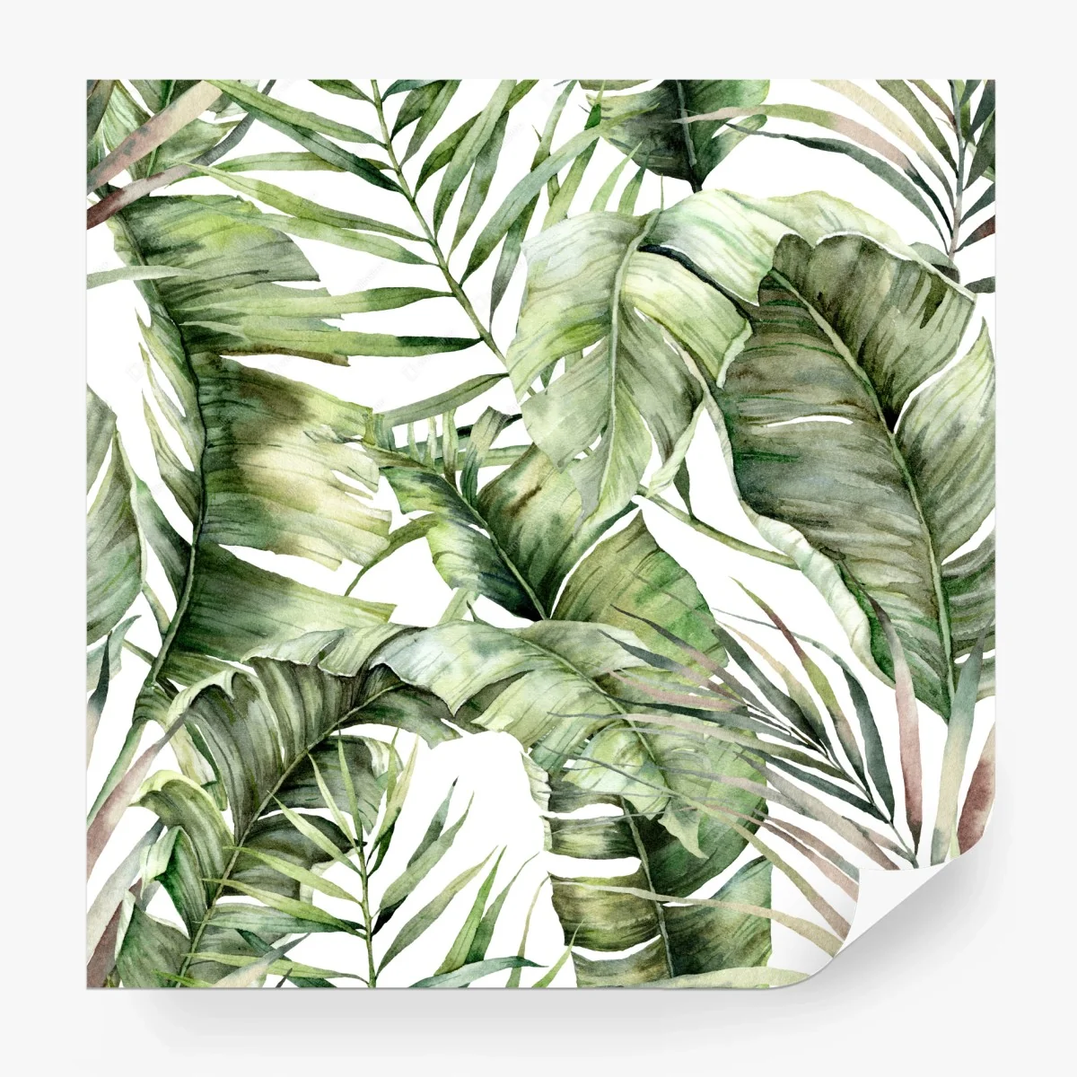 Wall mural watercolor tropical leaves pattern • Wallissimo®