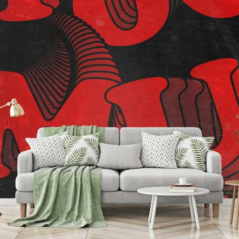 Wall mural too much retro typographic art