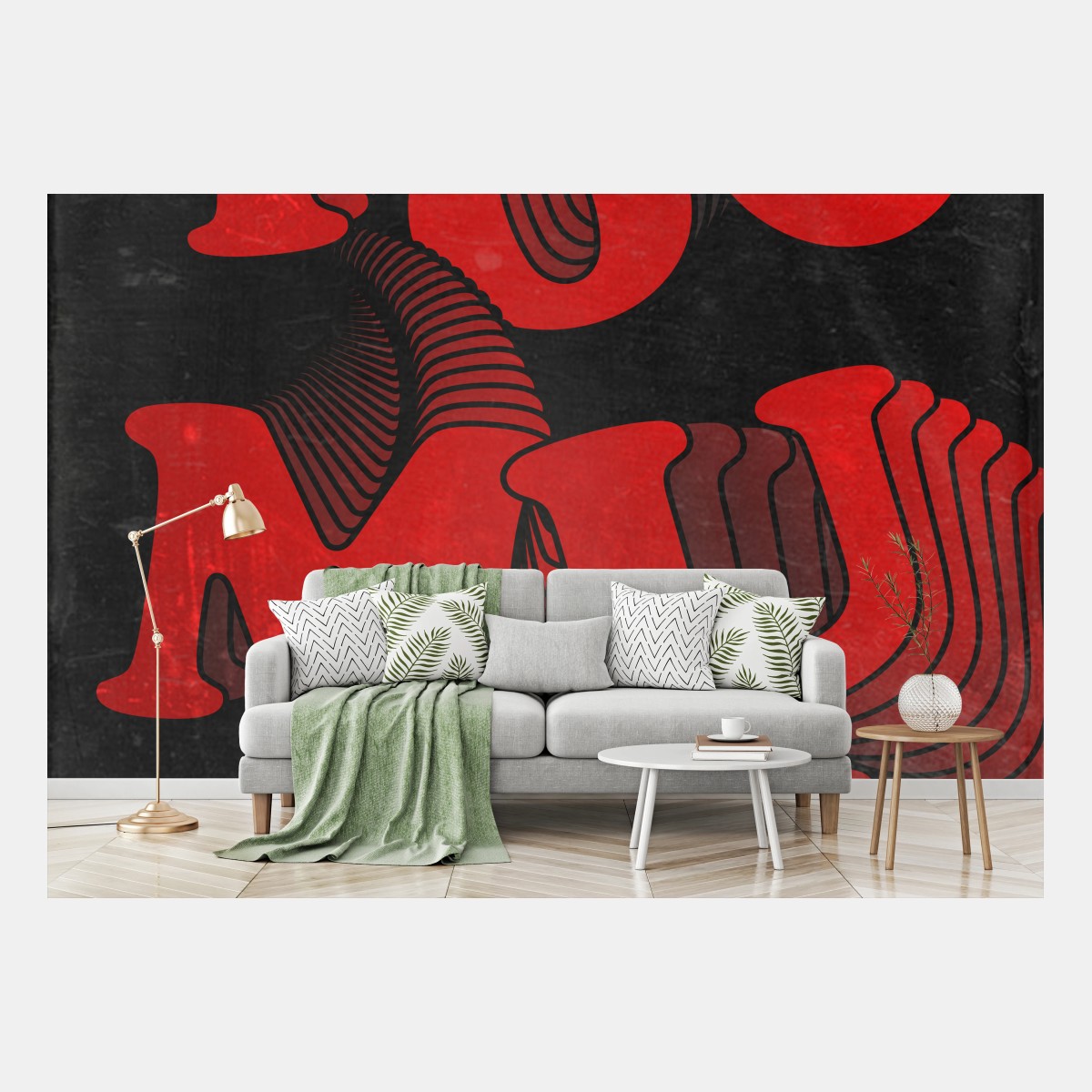 Wall mural too much retro typographic art • Wallissimo®