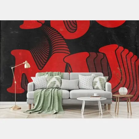 Wall mural too much retro typographic art • Wallissimo®