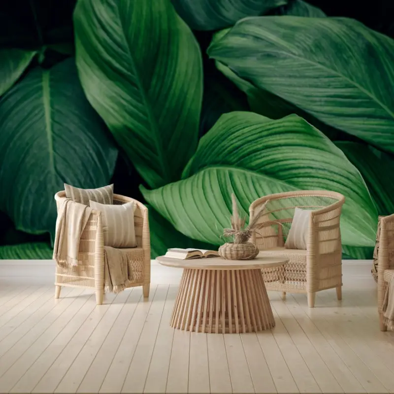 Wall mural lush tropical leaves wall art