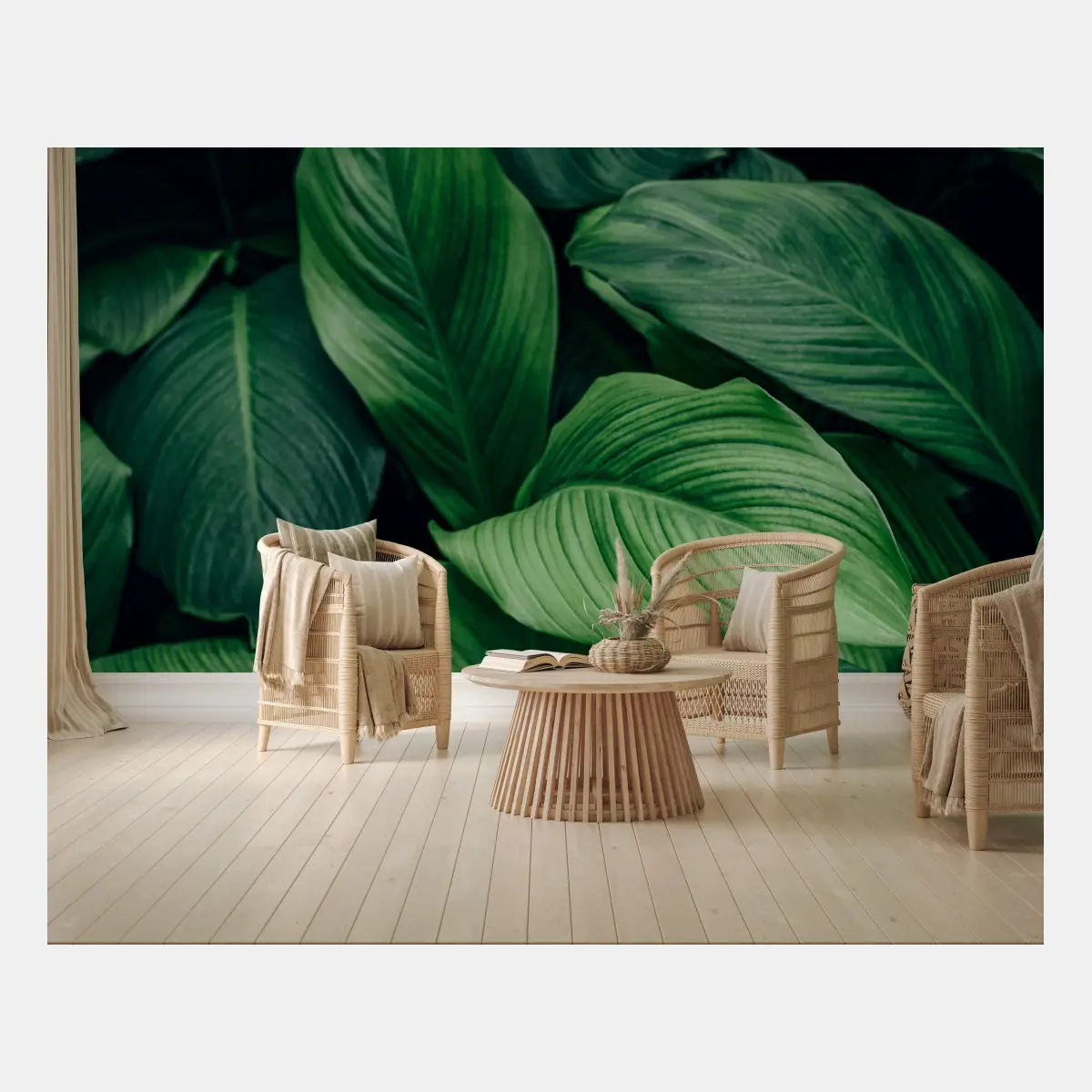 Wall mural lush tropical leaves wall art • Wallissimo®