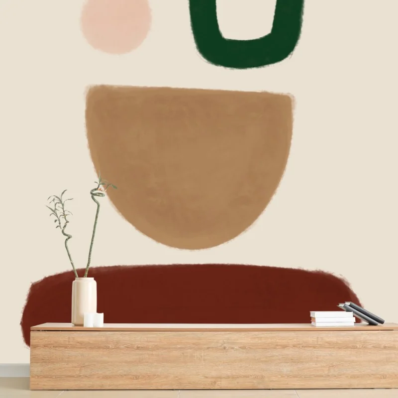 Wall mural stacked organic shapes