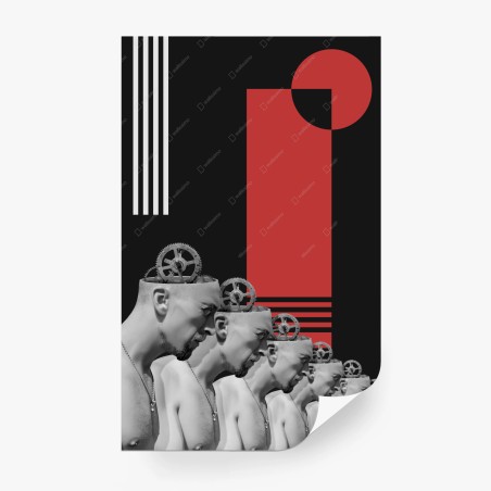 Wall mural mechanical minds in red • Wallissimo®