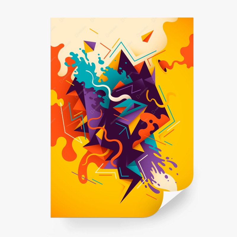 Wall mural vibrant geometric abstract composition