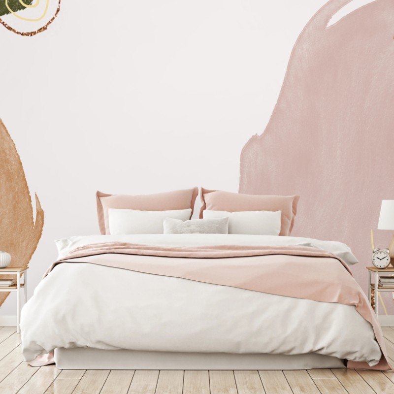 Wall mural soft blush botanical abstract