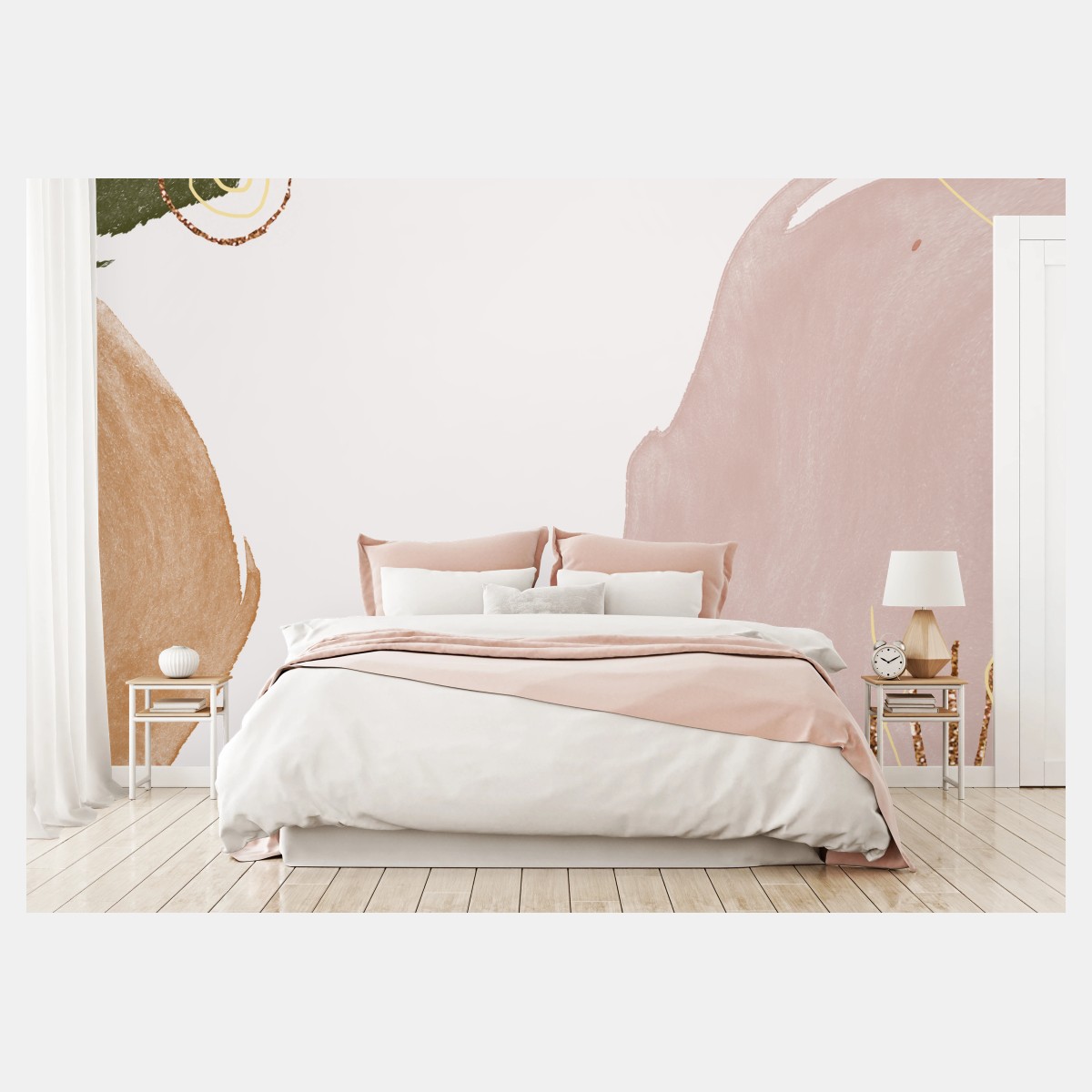 Wall mural soft blush botanical abstract • Wallissimo®