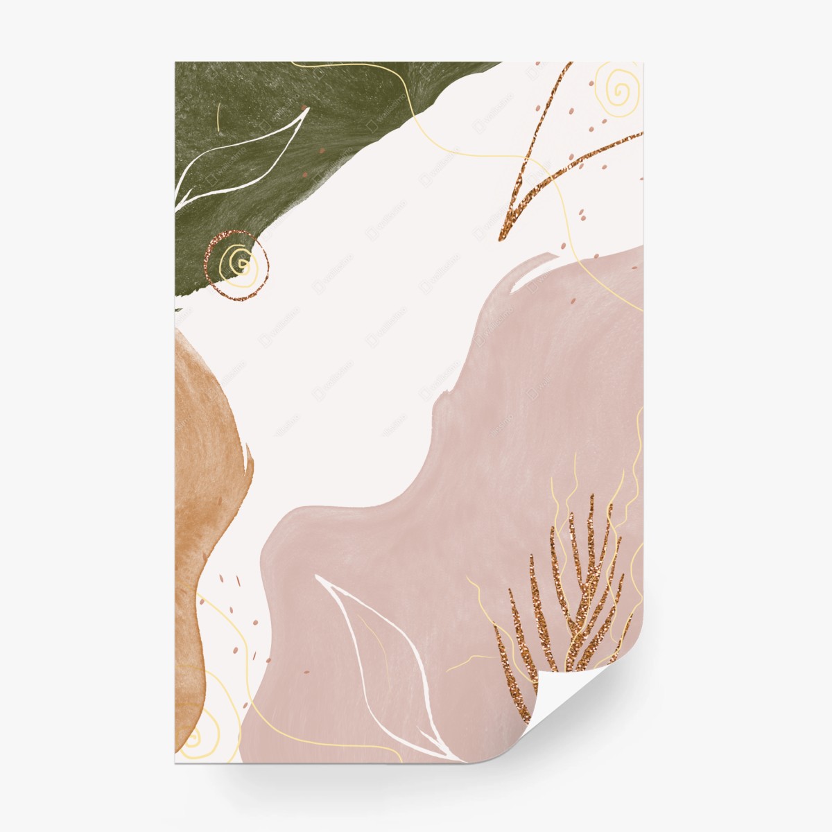 Wall mural soft blush botanical abstract • Wallissimo®