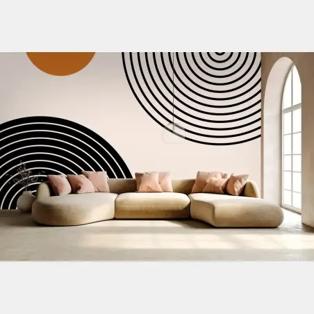 Wall mural minimal geometric arches with terracotta circles • Wallissimo®