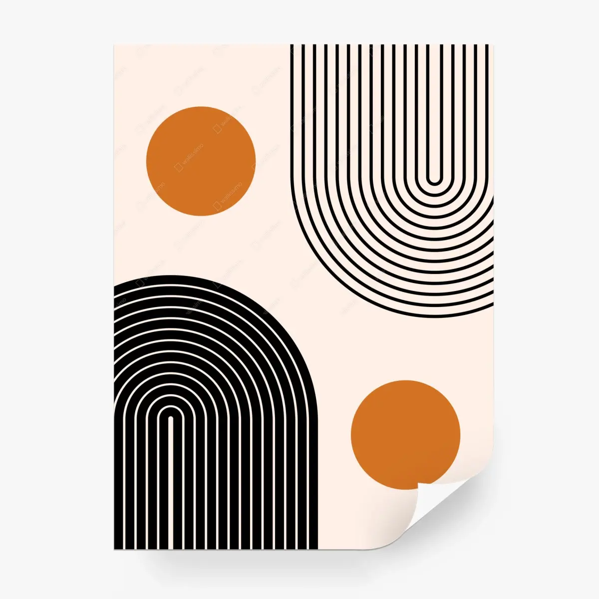 Wall mural minimal geometric arches with terracotta circles • Wallissimo®