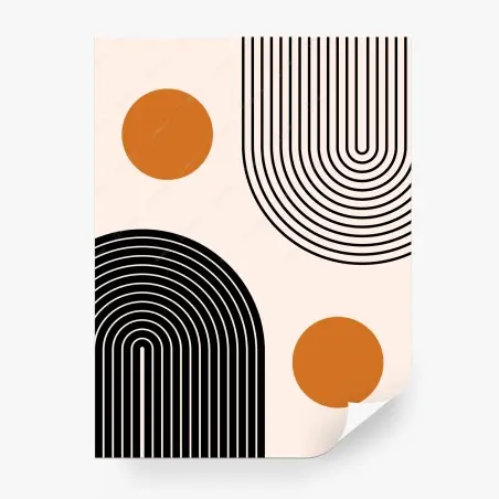 Wall mural minimal geometric arches with terracotta circles • Wallissimo®