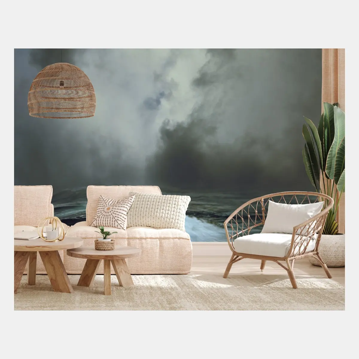 Wall mural stormy seascape with crashing waves • Wallissimo®