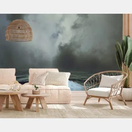 Wall mural stormy seascape with crashing waves • Wallissimo®