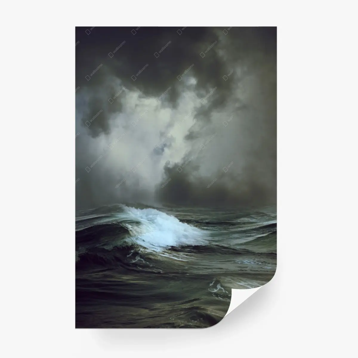 Wall mural stormy seascape with crashing waves • Wallissimo®