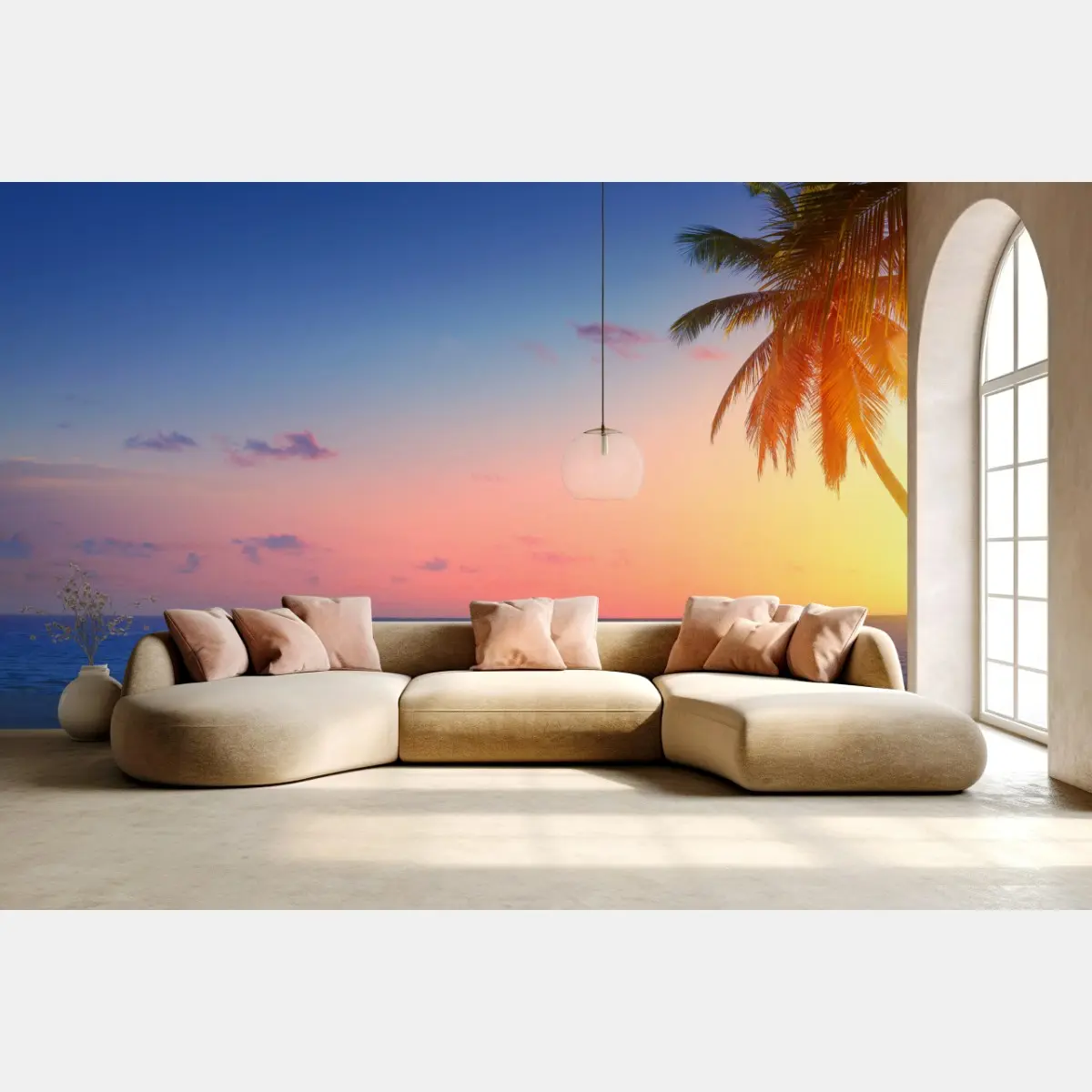 Wall mural tropical sunrise paradise beach • Wallissimo®