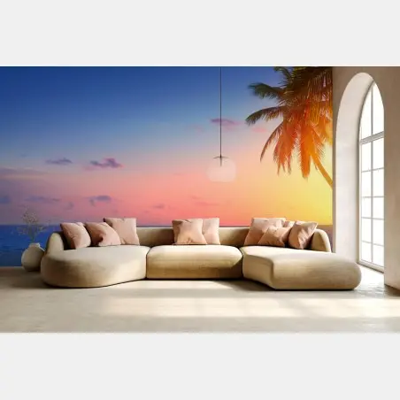 Wall mural tropical sunrise paradise beach • Wallissimo®