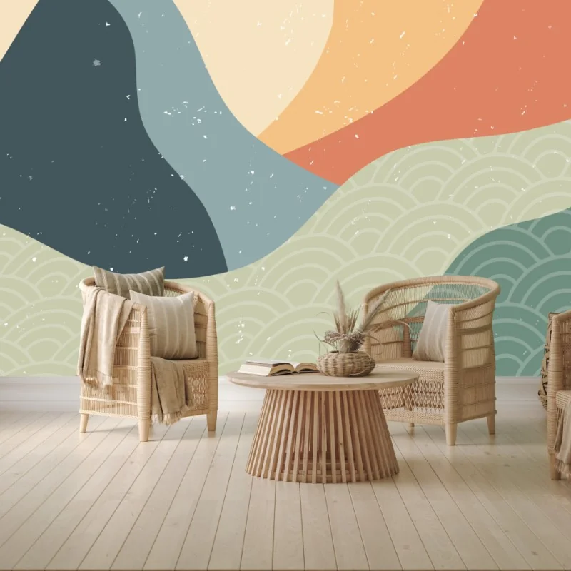 Wall mural serene geometric mountain landscape