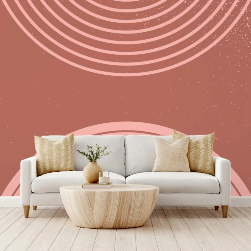 Wall mural soft pink geometric arches