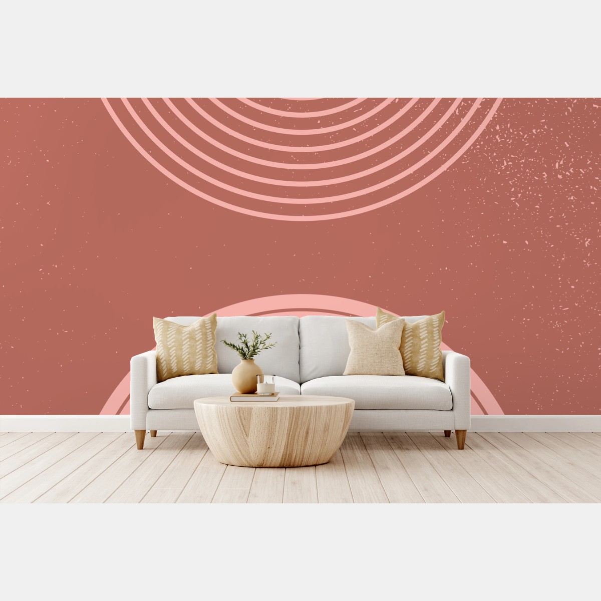 Wall mural soft pink geometric arches • Wallissimo®