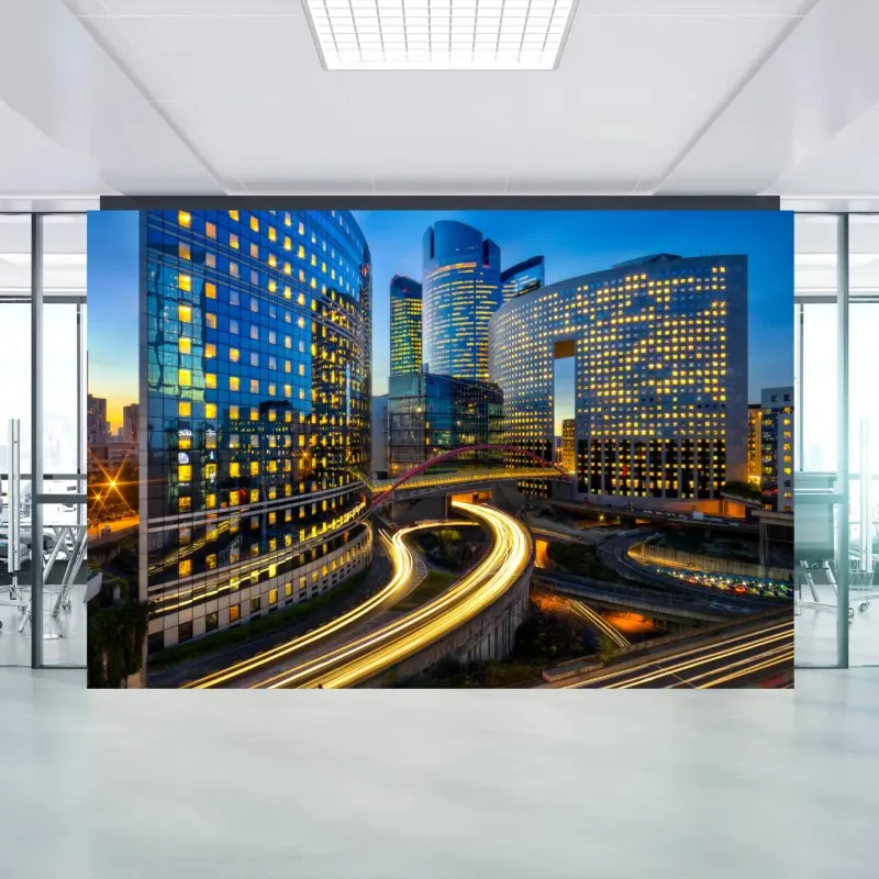 Wall mural modern city skyline at dusk