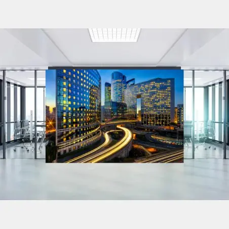Wall mural modern city skyline at dusk • Wallissimo®