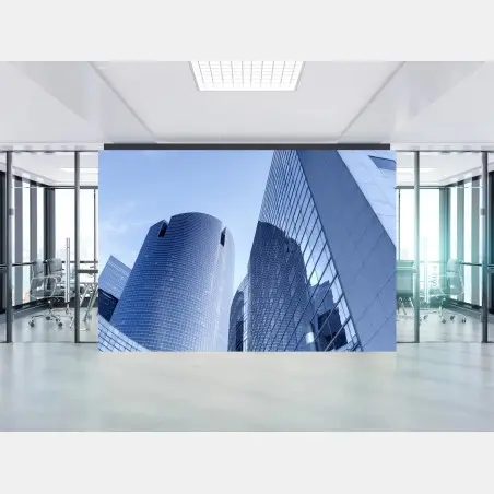 Wall mural modern blue urban skyline • Wallissimo®