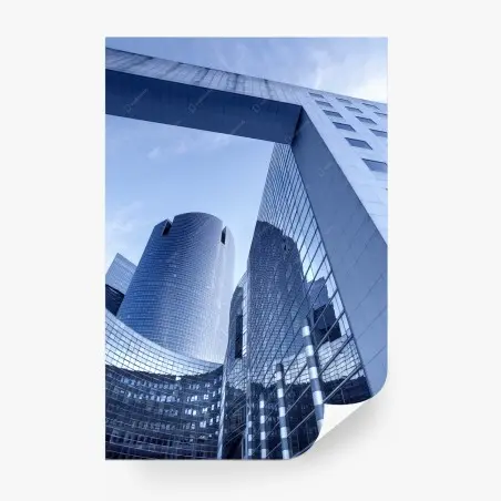 Wall mural modern blue urban skyline • Wallissimo®