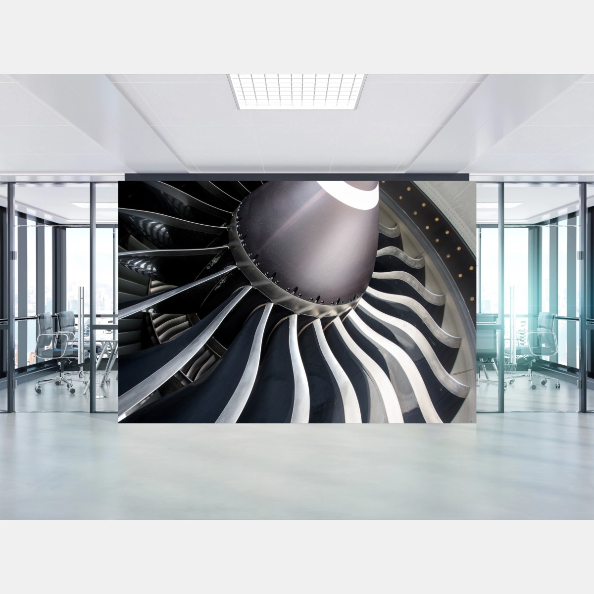 Wall mural jet engine turbine close-up • Wallissimo®