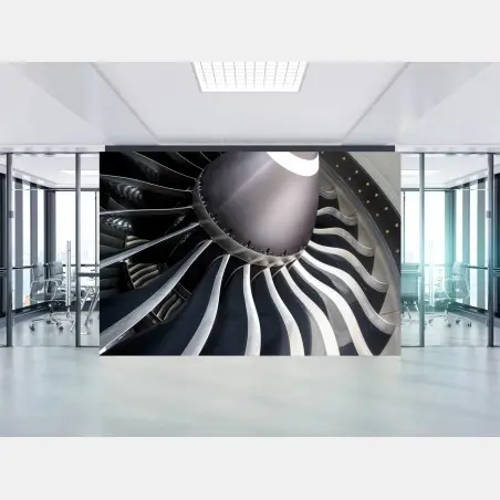 Wall mural jet engine turbine close-up • Wallissimo®