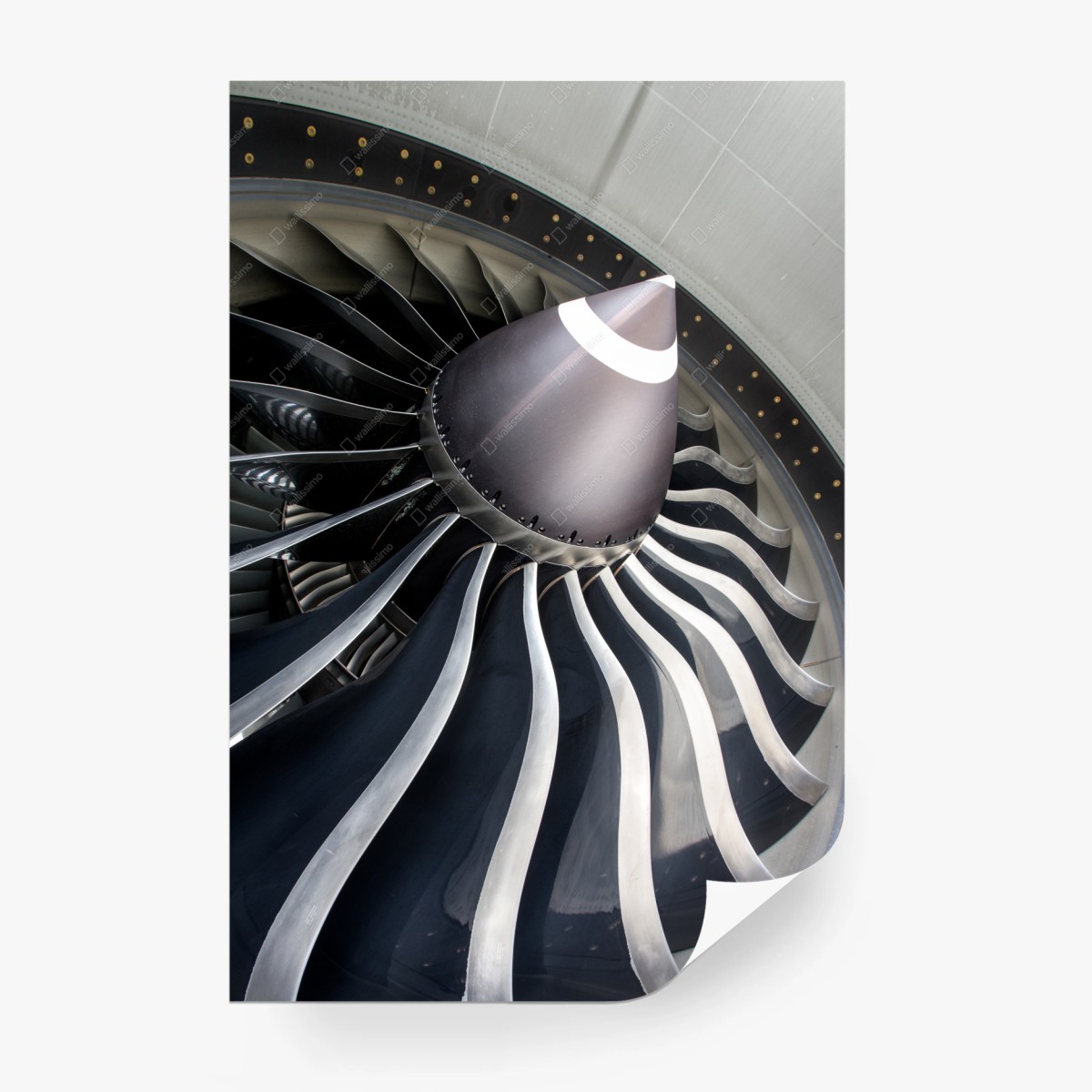 Wall mural jet engine turbine close-up • Wallissimo®