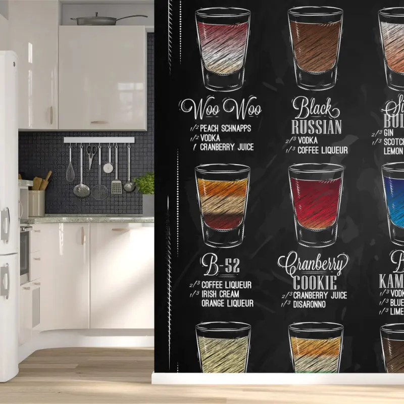 Wall mural vintage chalkboard shots menu