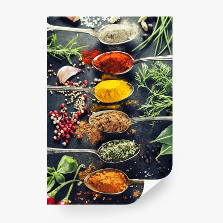 Wall mural vibrant spices and herbs composition • Wallissimo®