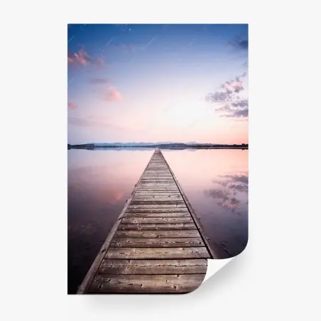 Wall mural pier to the horizon at sunset • Wallissimo®