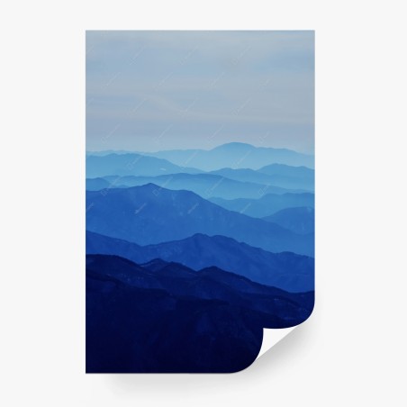 Wall mural misty blue mountain layers • Wallissimo®