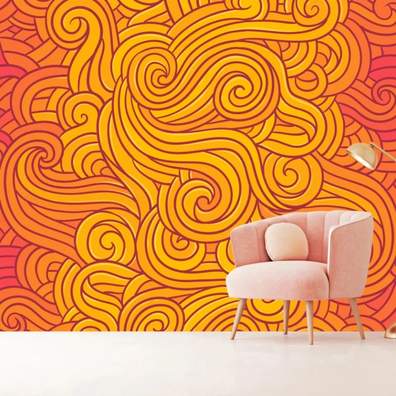 Wall mural warm swirling abstract pattern