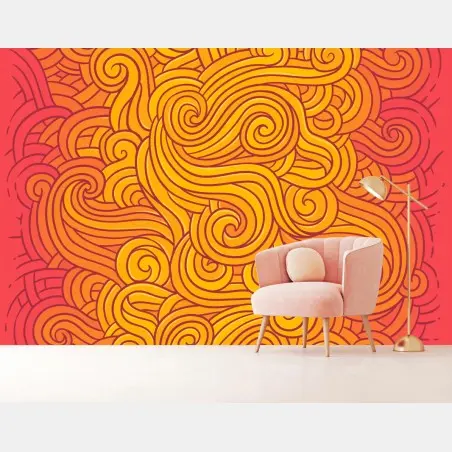 Wall mural warm swirling abstract pattern • Wallissimo®