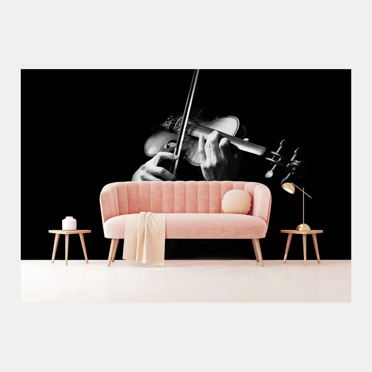 Wall mural soulful violin in monochrome • Wallissimo®