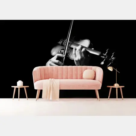 Wall mural soulful violin in monochrome • Wallissimo®