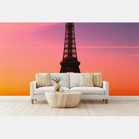 Wall mural sunrise over the Eiffel Tower • Wallissimo®