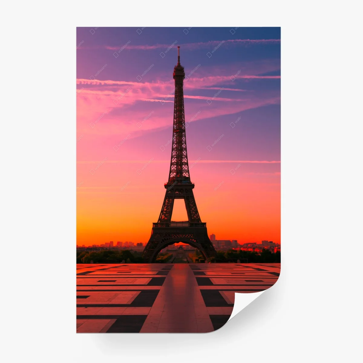 Wall mural sunrise over the Eiffel Tower • Wallissimo® Wall mural sunrise over the Eiffel Tower • Wallissimo®