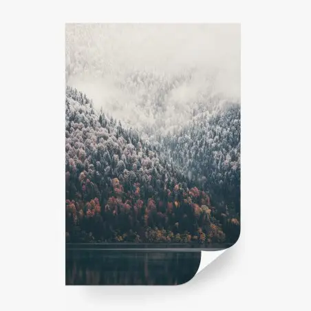 Wall mural autumn mist over mountain forest • Wallissimo®