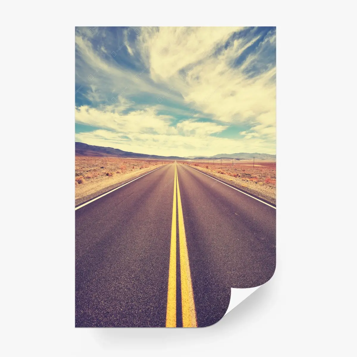 Wall mural vintage desert road, Death Valley • Wallissimo®
