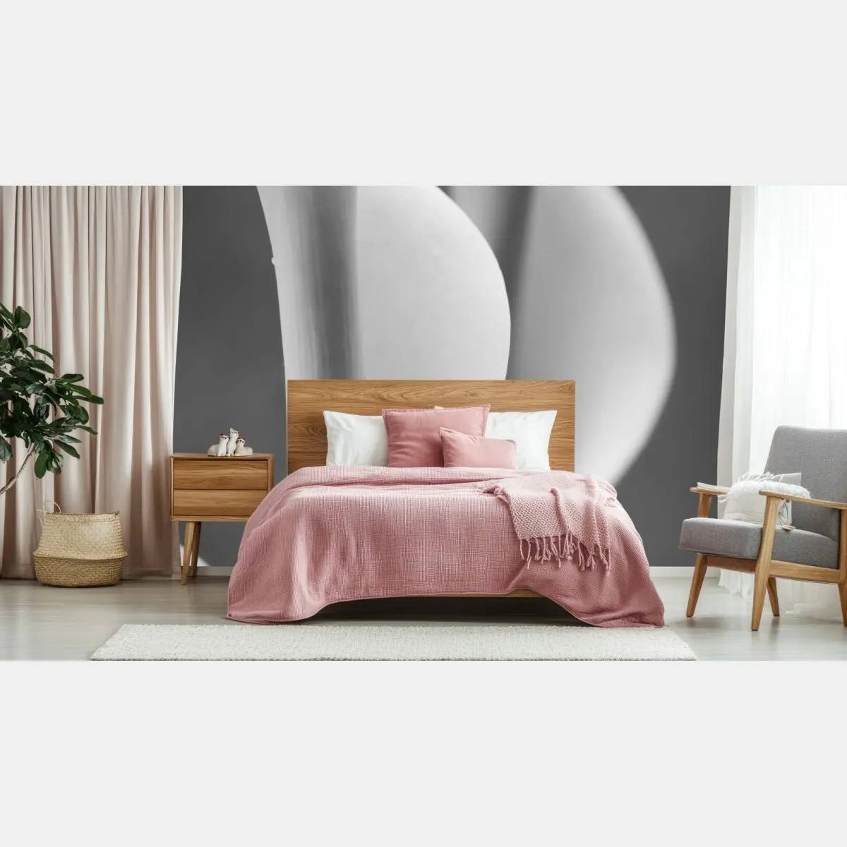 Wall mural elegant calla lilies in monochrome • Wallissimo®