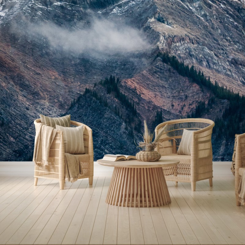 Wall mural dramatic alpine peak in mist