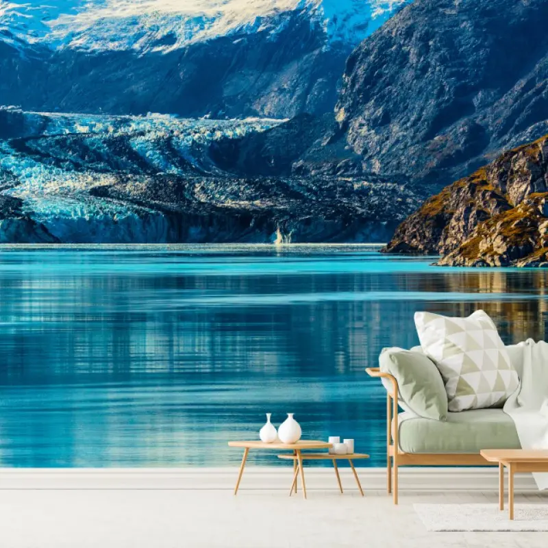 Wall mural serene turquoise mountain lake