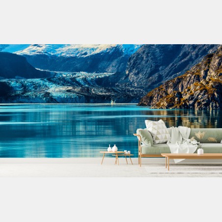 Wall mural serene turquoise mountain lake • Wallissimo®