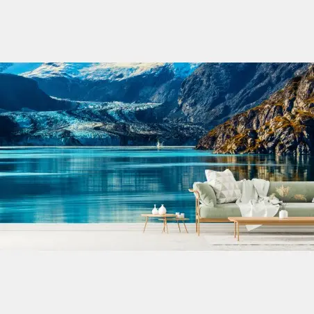 Wall mural serene turquoise mountain lake • Wallissimo®