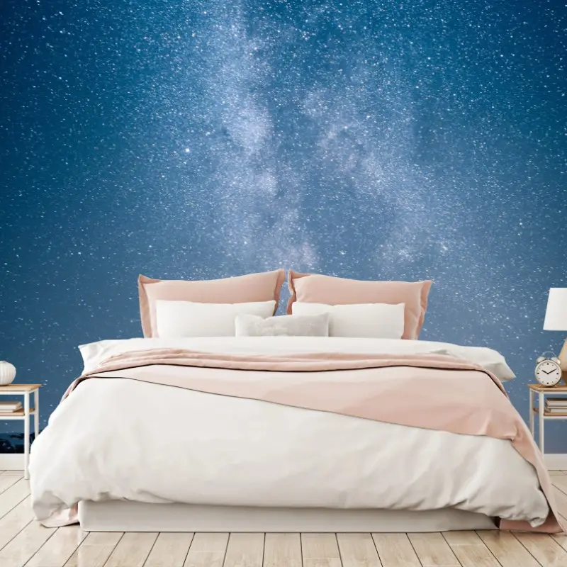 Wall mural milky way over mirrored mountains